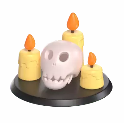 Skull and Candle Light 3D Graphic