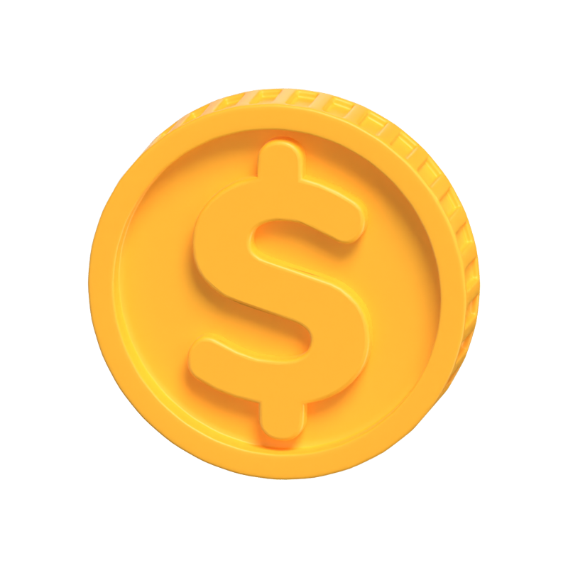 3D Coin With Dollar Symbol 3D Graphic