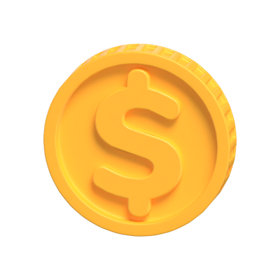 3D Coin With Dollar Symbol 3D Graphic