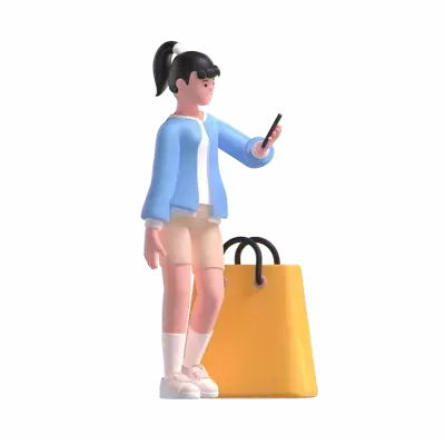 Girl Shopping 3D Illustration
