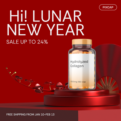 Happy Lunar New Year With Red Podium And Elegant New Year Elements 3D Template 3D Template