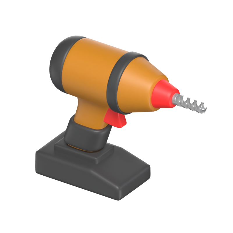 3D Electric Drill Model With Base 3D Graphic