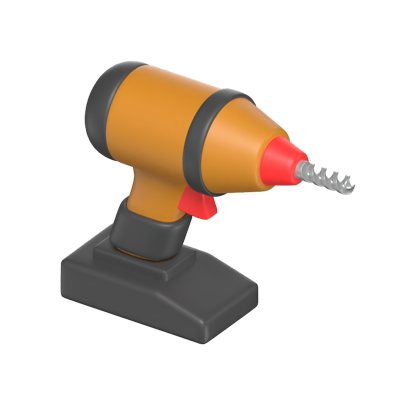 3D Electric Drill Model With Base 3D Graphic