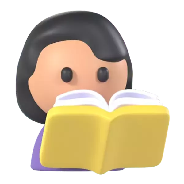 Girl Reading Book 3D Graphic