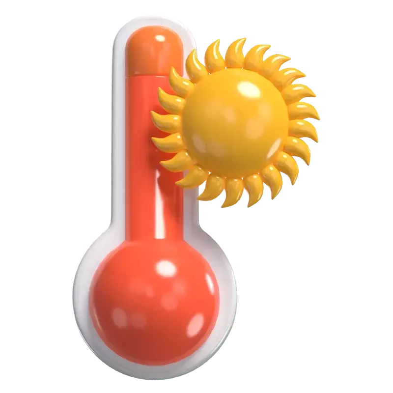 3D Hot Weather With Thermometer  3D Graphic