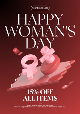 Happy Woman's Day Promotion Sale Poster With Pink Elements 3D Template 3D Template