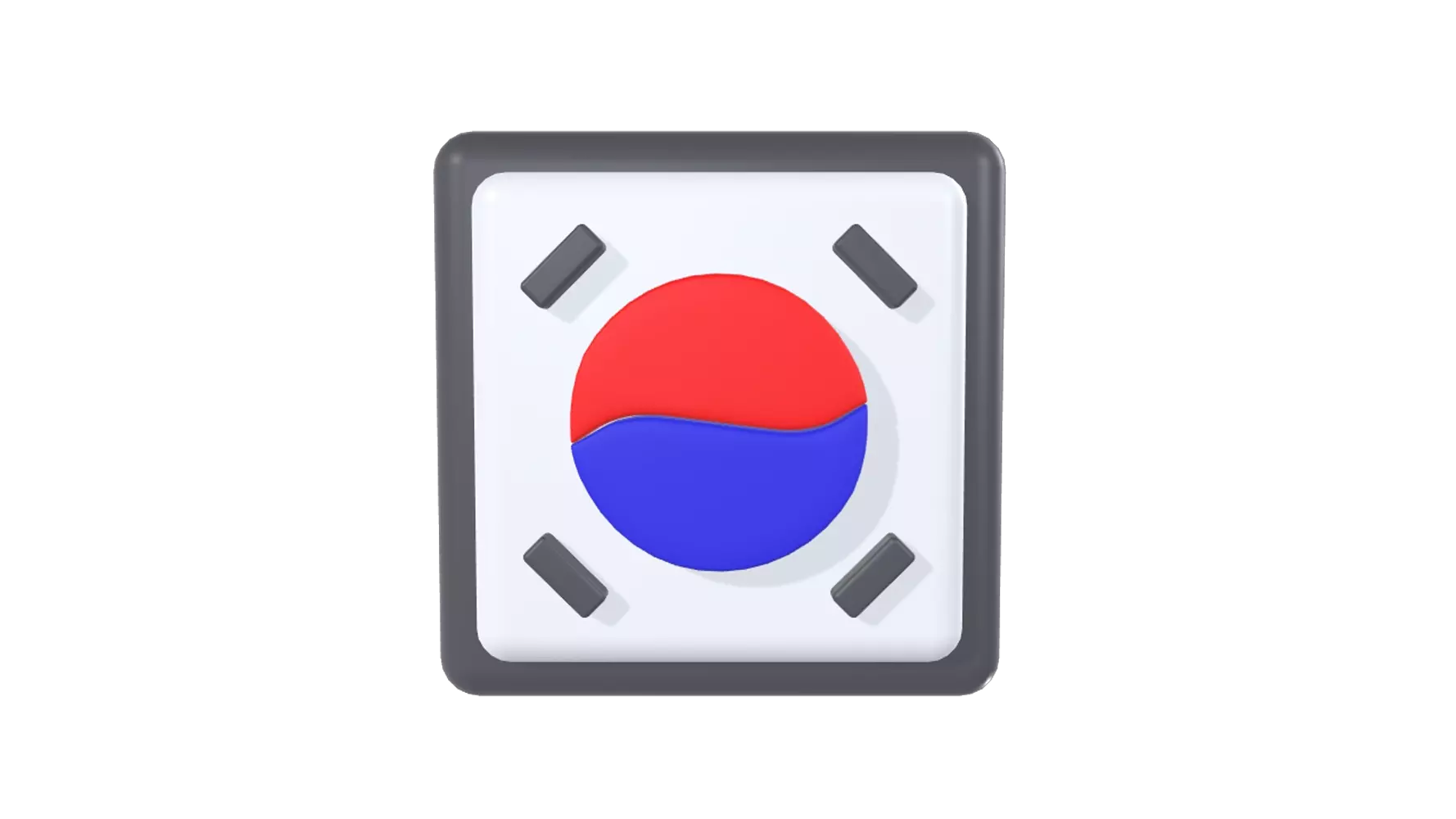 South Korean Country Flag 3D Graphic