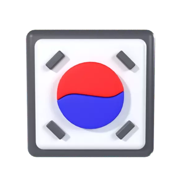 South Korean Country Flag 3D Graphic