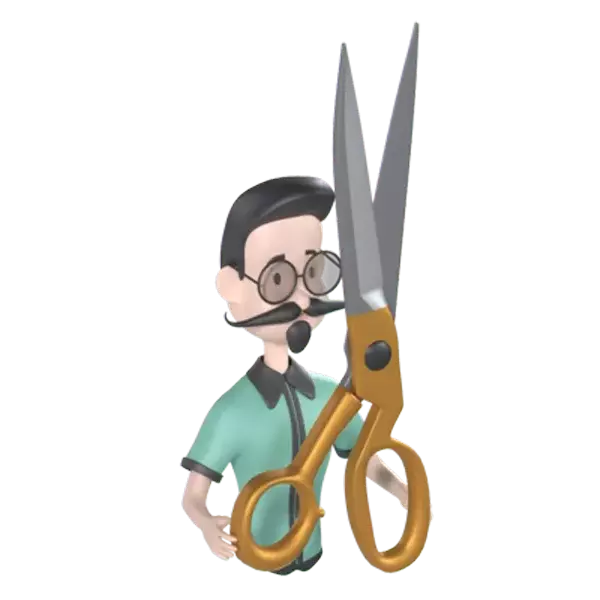 Tailor With Scissors 3D Graphic