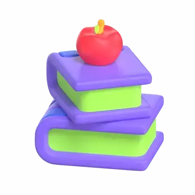 Apple On The Books 3D Graphic