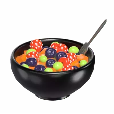 3D Fruit Salad Bowl In A Black Bowl 3D Graphic