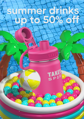 Drinks Summer Sale Off Promotion Banner Bottle In Inflatable Pools Floats With Coconut Tree and Pool Background 3D Template