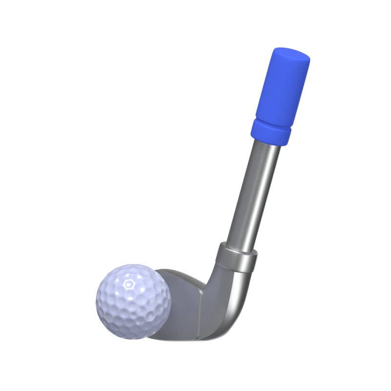 Golf 3D Icon Model Illustrated With Golf Stick And Ball 3D Graphic