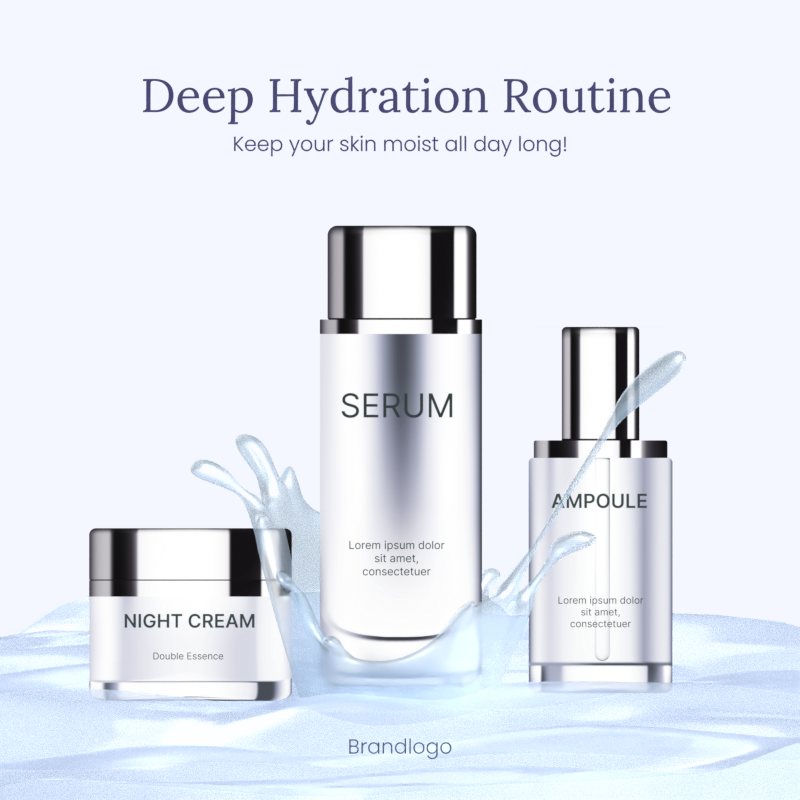 Skincare Product Display In Water Podium With Fresh Cool Vibe 3D Template