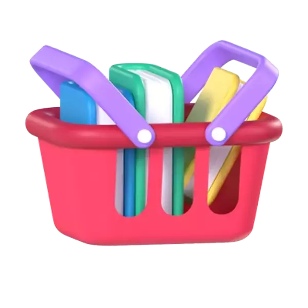 Book And Basket 3D Graphic