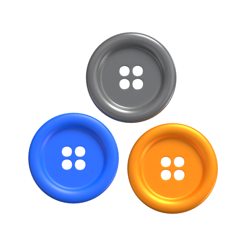 Three Cloth Buttons 3D Icon