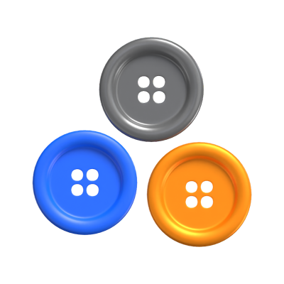Three Cloth Buttons 3D Icon 3D Graphic