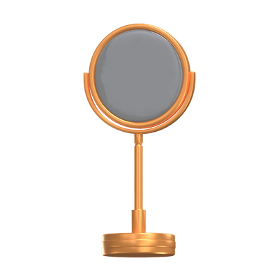 3D Desk Mirror With Gold Frame Elegance In Reflection 3D Graphic