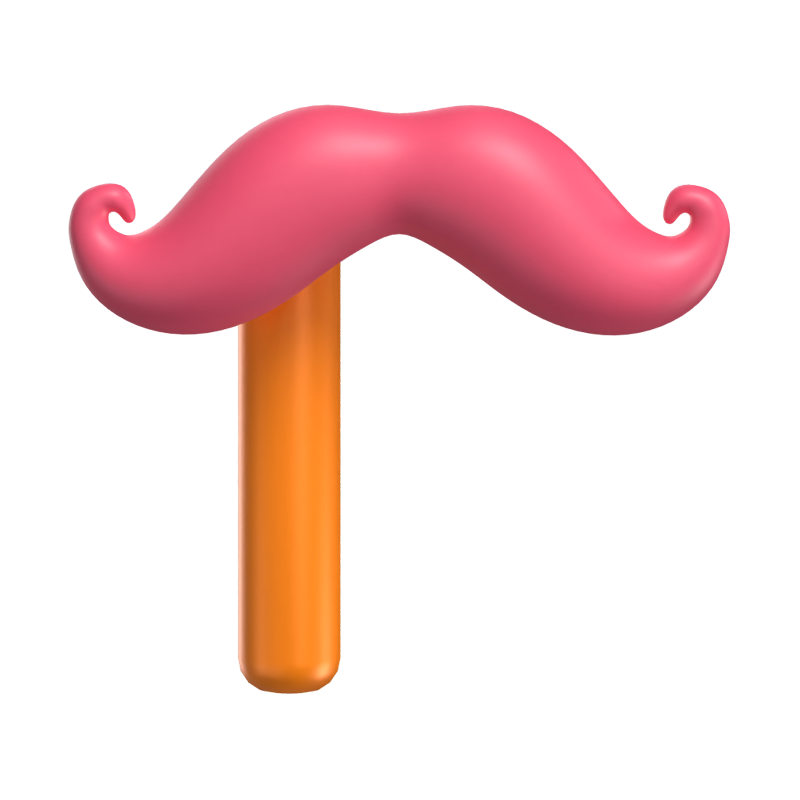 3D Fake Mustache With Handle 3D Graphic