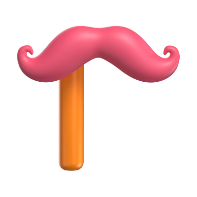 3D Fake Mustache With Handle 3D Graphic