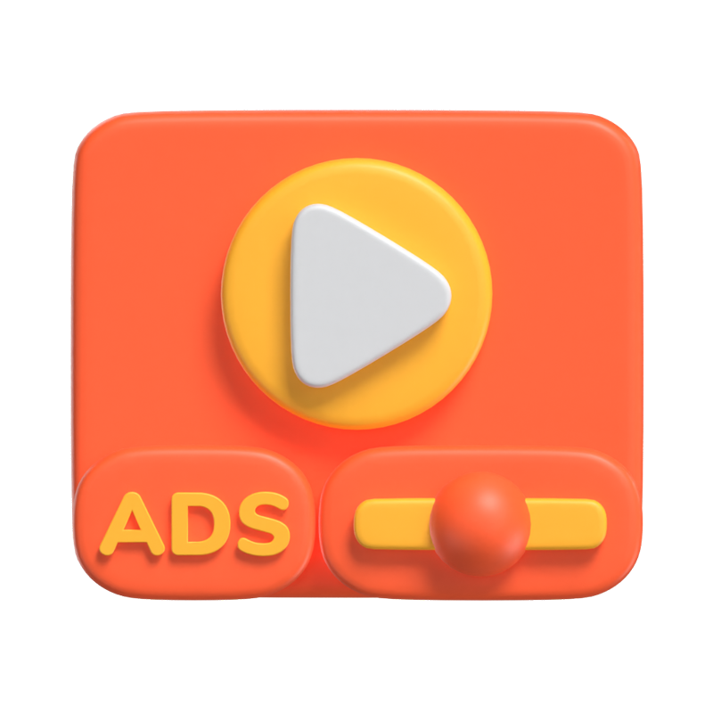 3D Video Ads With A Duration Control And Play Button 3D Graphic