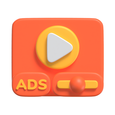 3D Video Ads With A Duration Control And Play Button 3D Graphic