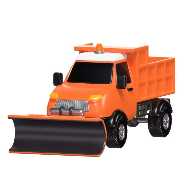  3D Orange Snowplow Model Winter Road Clearing 3D Graphic