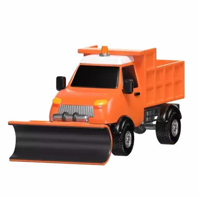  3D Orange Snowplow Model Winter Road Clearing 3D Graphic