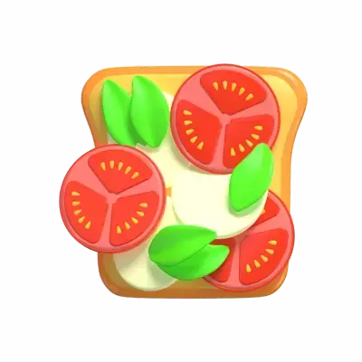 Caprese Toast 3D Graphic