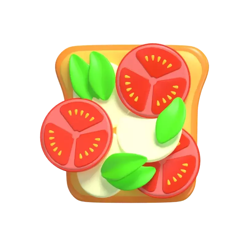 Caprese Toast 3D Graphic