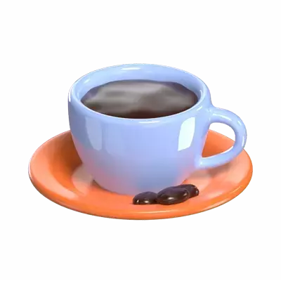 3D Coffee Cup With Some Beans On A Saucer 3D Graphic