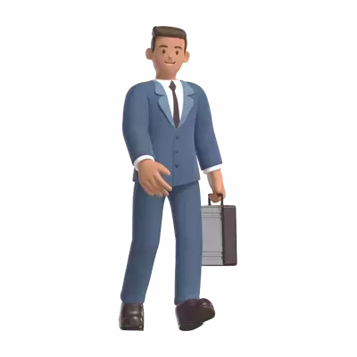 HR Walking With Suitcase 3D Illustration