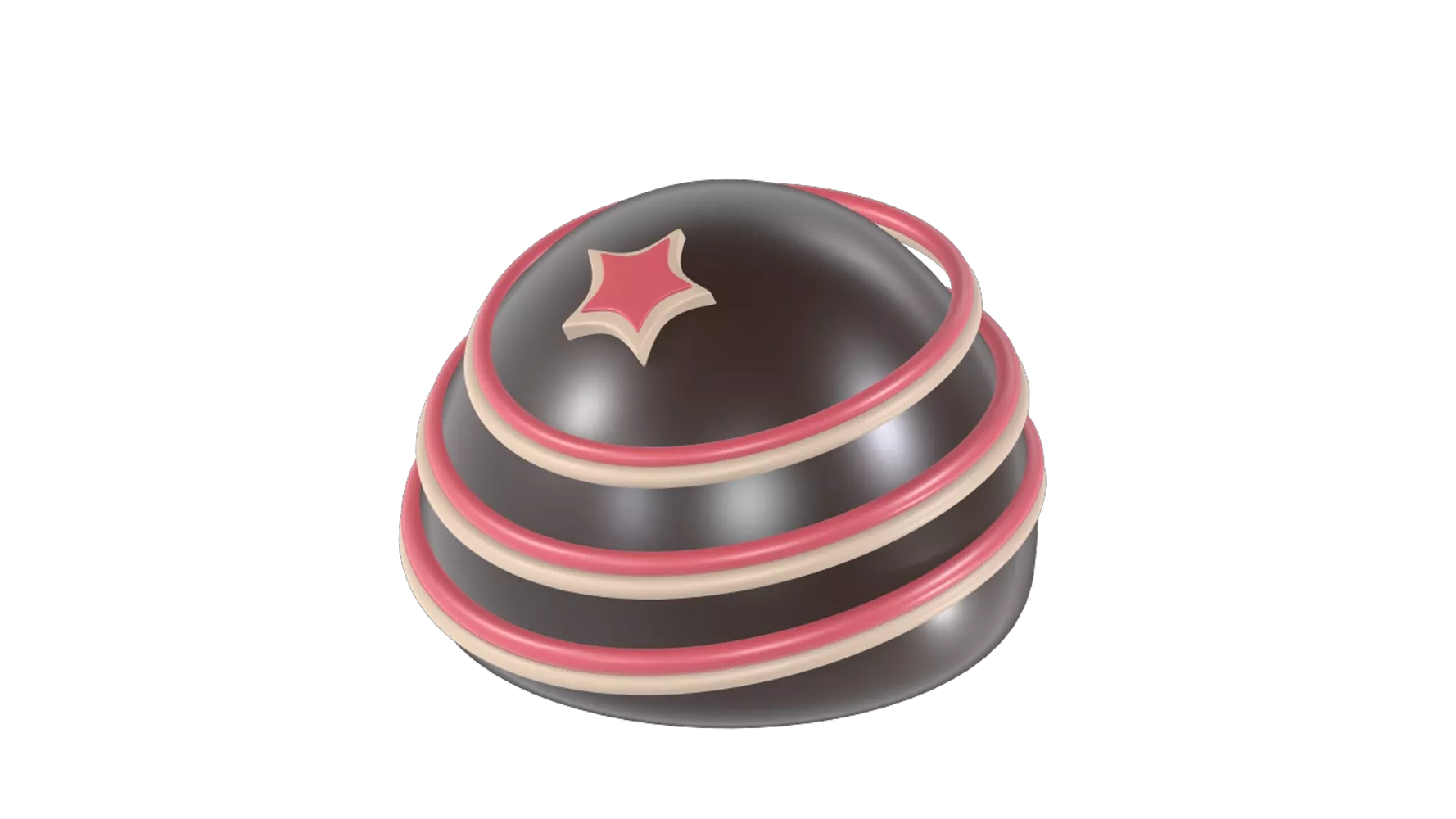 Half Chocolate Ball With Vanilla 3D Graphic