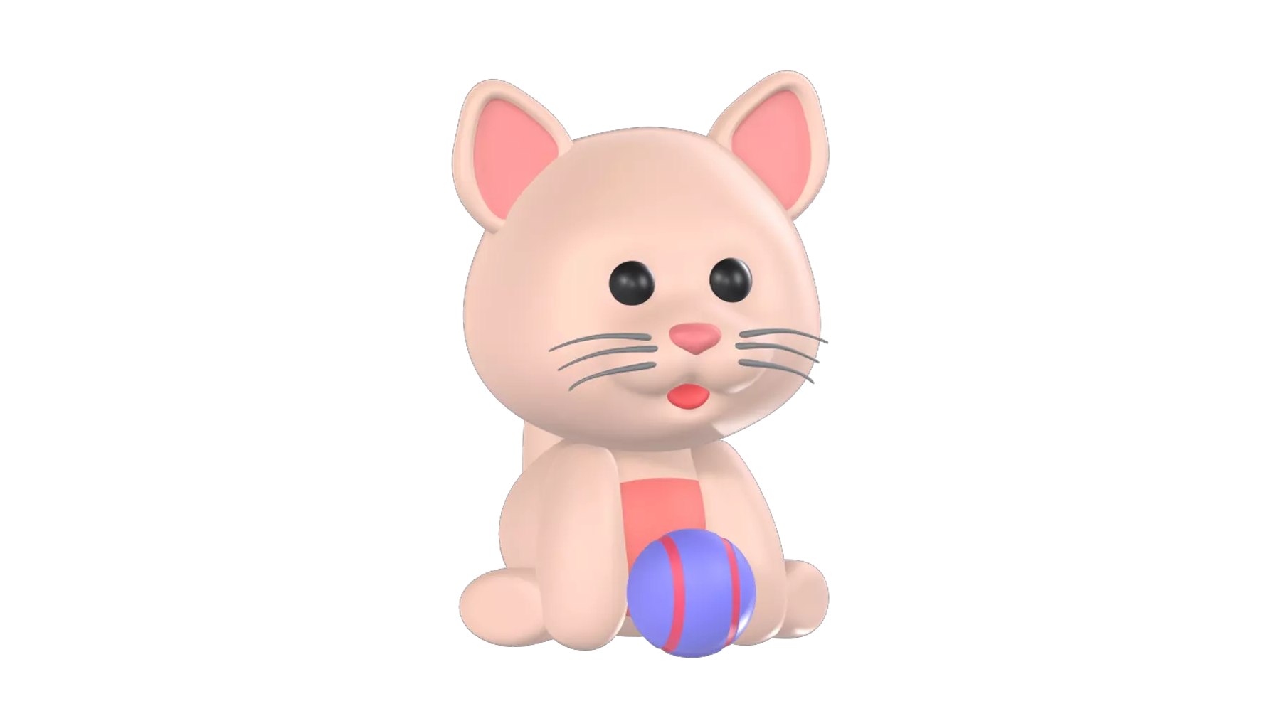 Cat With Ball 3D Graphic