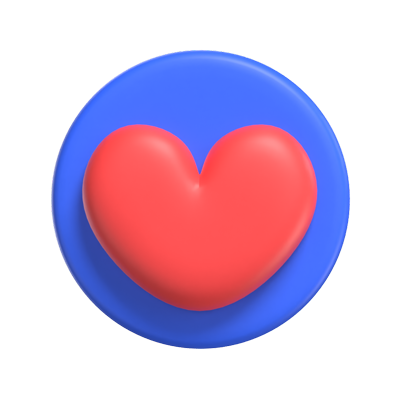 3D Love Symbol Illustrated With Heart On A Circle 3D Graphic