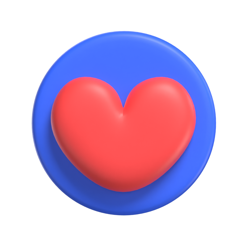 3D Love Symbol Illustrated With Heart On A Circle 3D Graphic
