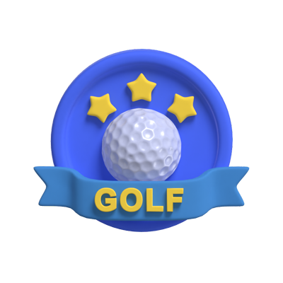 Golf Club 3D Logo With Ball And Stars 3D Graphic