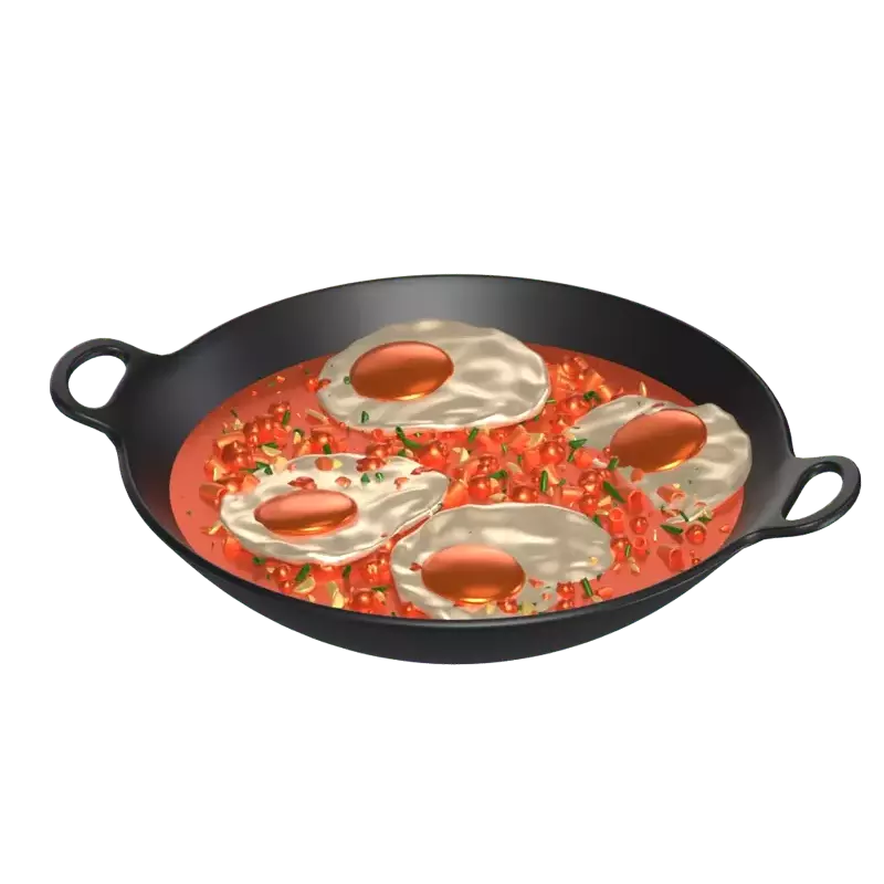 3D Shakshuka With Four Eggs 3D Graphic