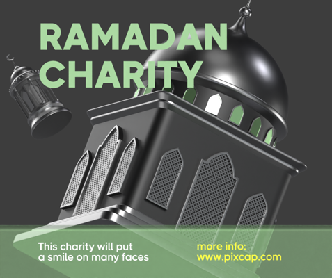 3D Facebook Banner for Ramadan Charity Event with Mosque Illustration 3D Template