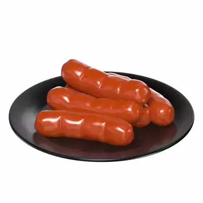 3D Pile Of Sausages On A Plate 3D Graphic