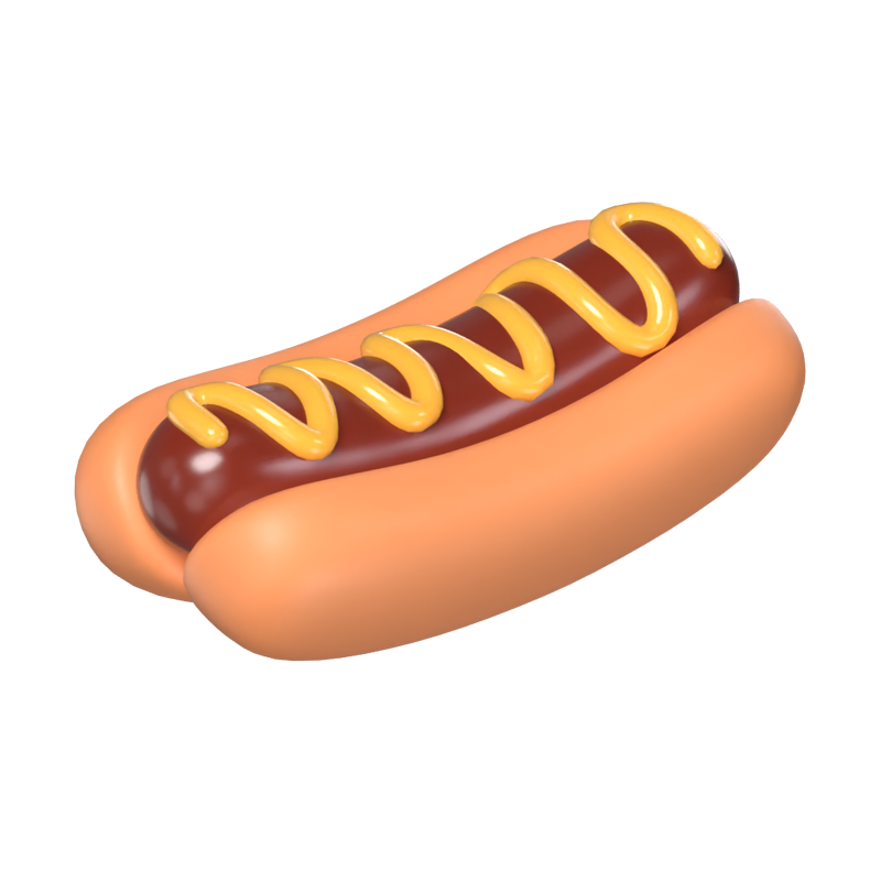 3D Hot Dog With Mustard Model Classic Camfort 3D Graphic
