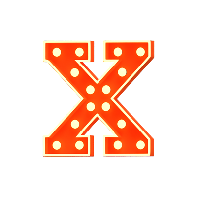 X Letter 3D Shape Marquee Lights Text 3D Graphic