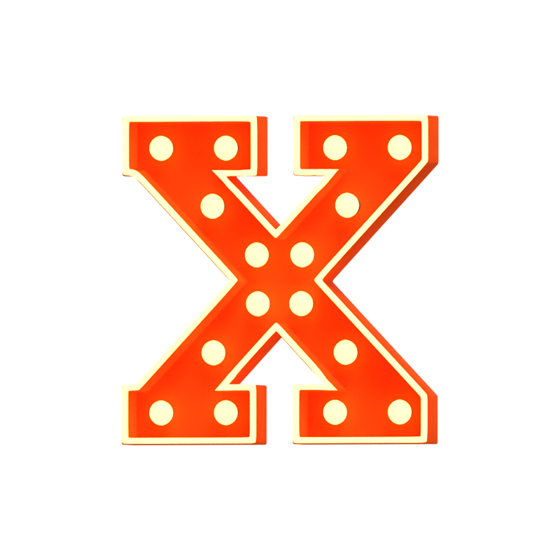 X Letter 3D Shape Marquee Lights Text 3D Graphic