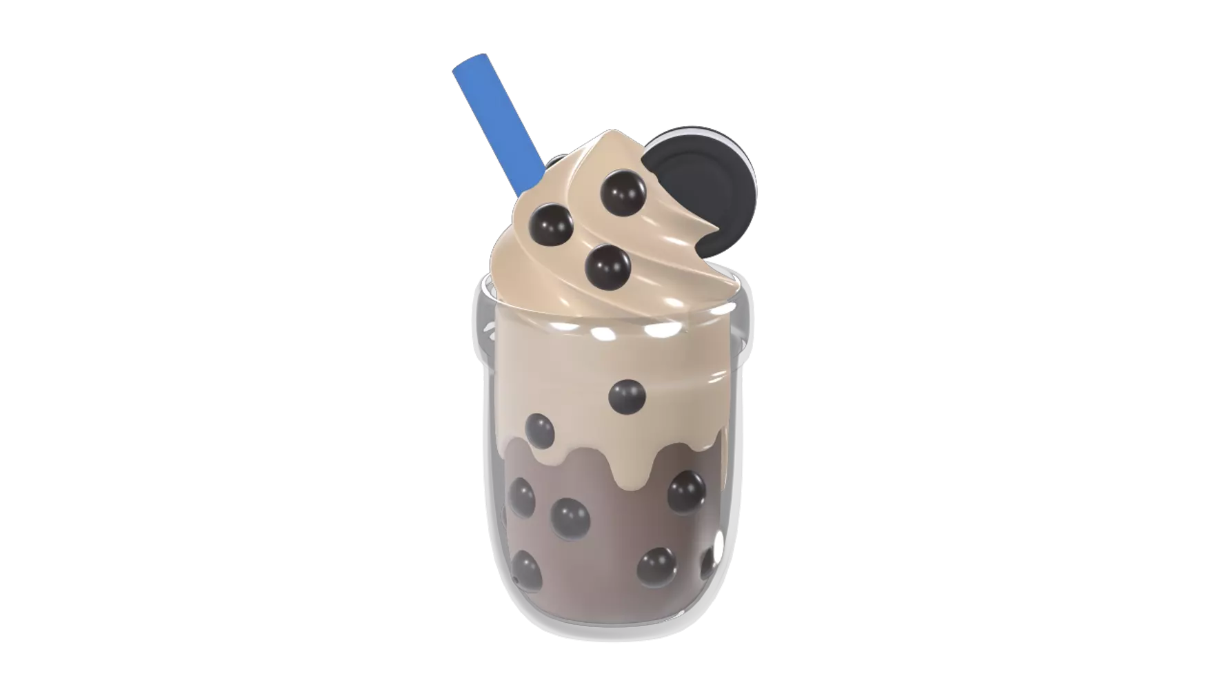 Biscuit Bubble Tea 3D Graphic