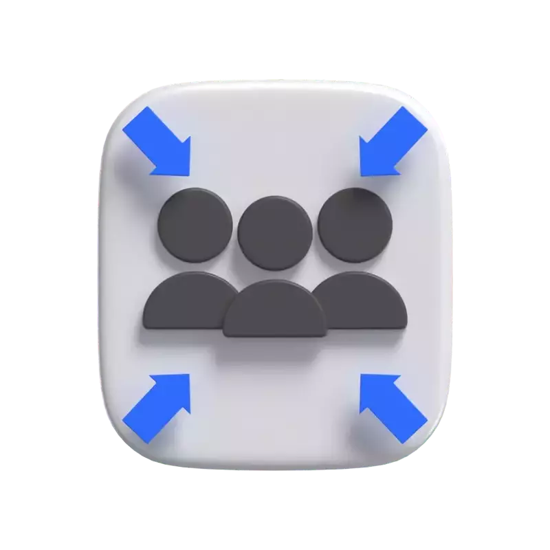 3D Meeting Point Model Of Three Avatar Icons Gathered Together With Arrows Pointing At Center