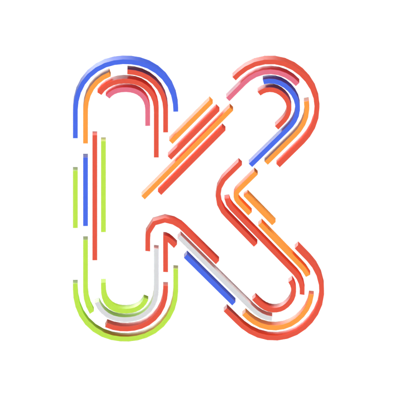 K Letter 3D Shape Stripe Text 3D Graphic