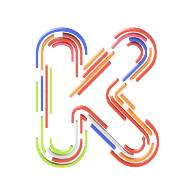K Letter 3D Shape Stripe Text 3D Graphic