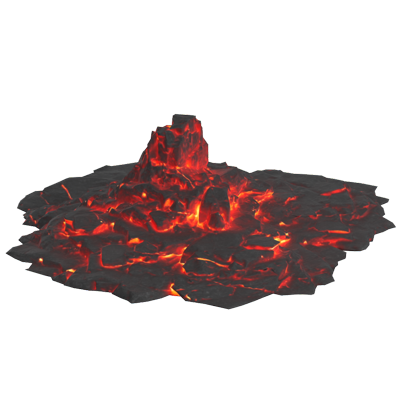 Spiky Volcanic Rock 3D Model With Lava Flow Glowing 3D Graphic