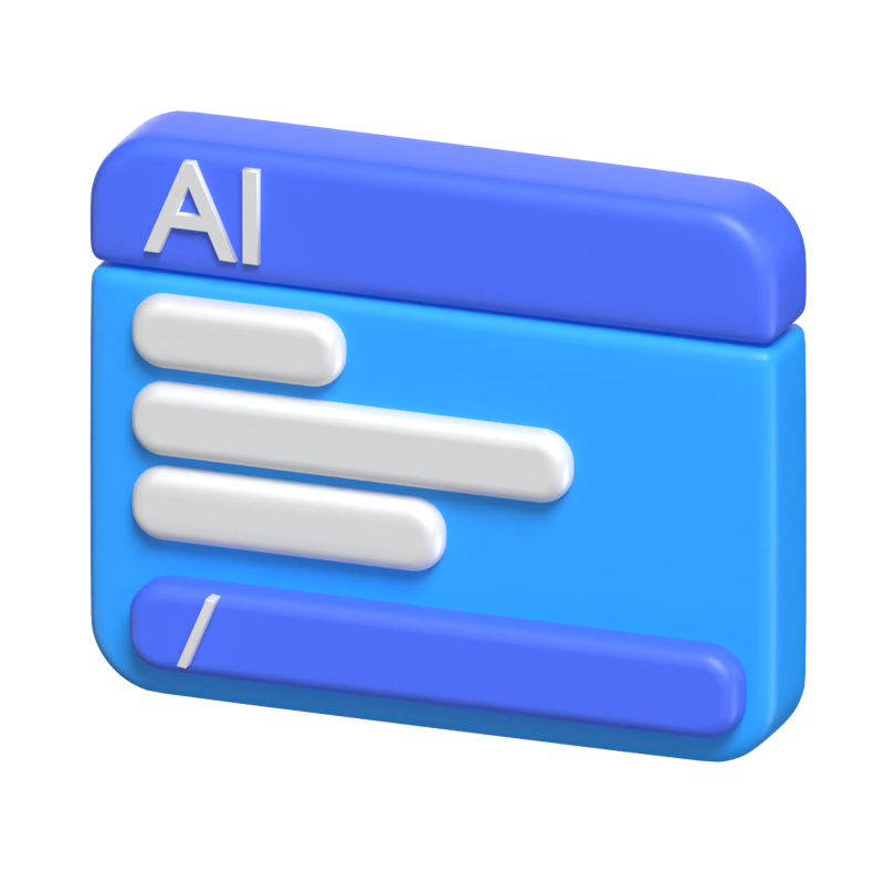 3D Artificial Intelligence Prompt Window 3D Graphic