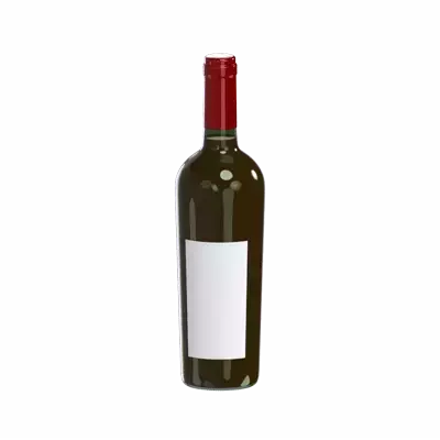 3D Wine Bottle With Red Cap And Narrow Bottom 3D Graphic